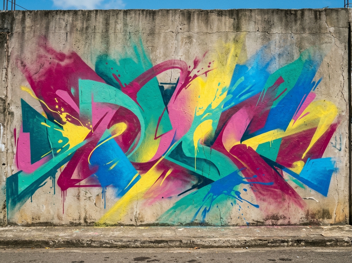 Fresque abstraite colorée