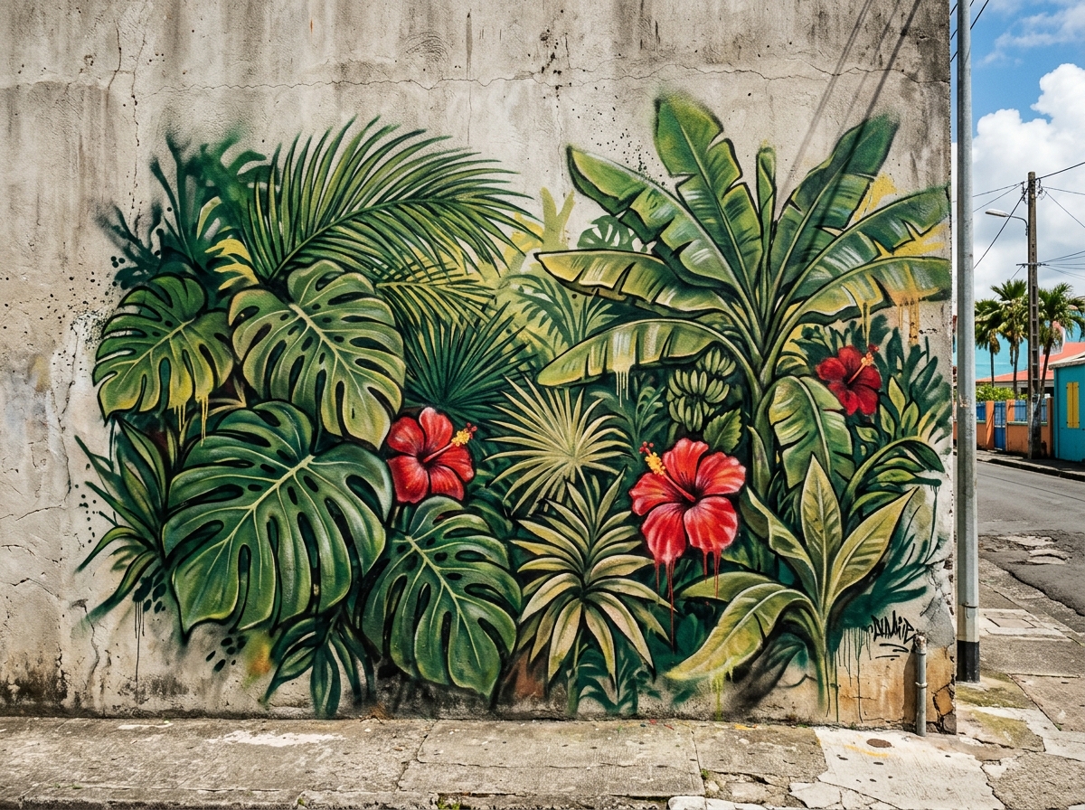 Fresque végétation tropicale