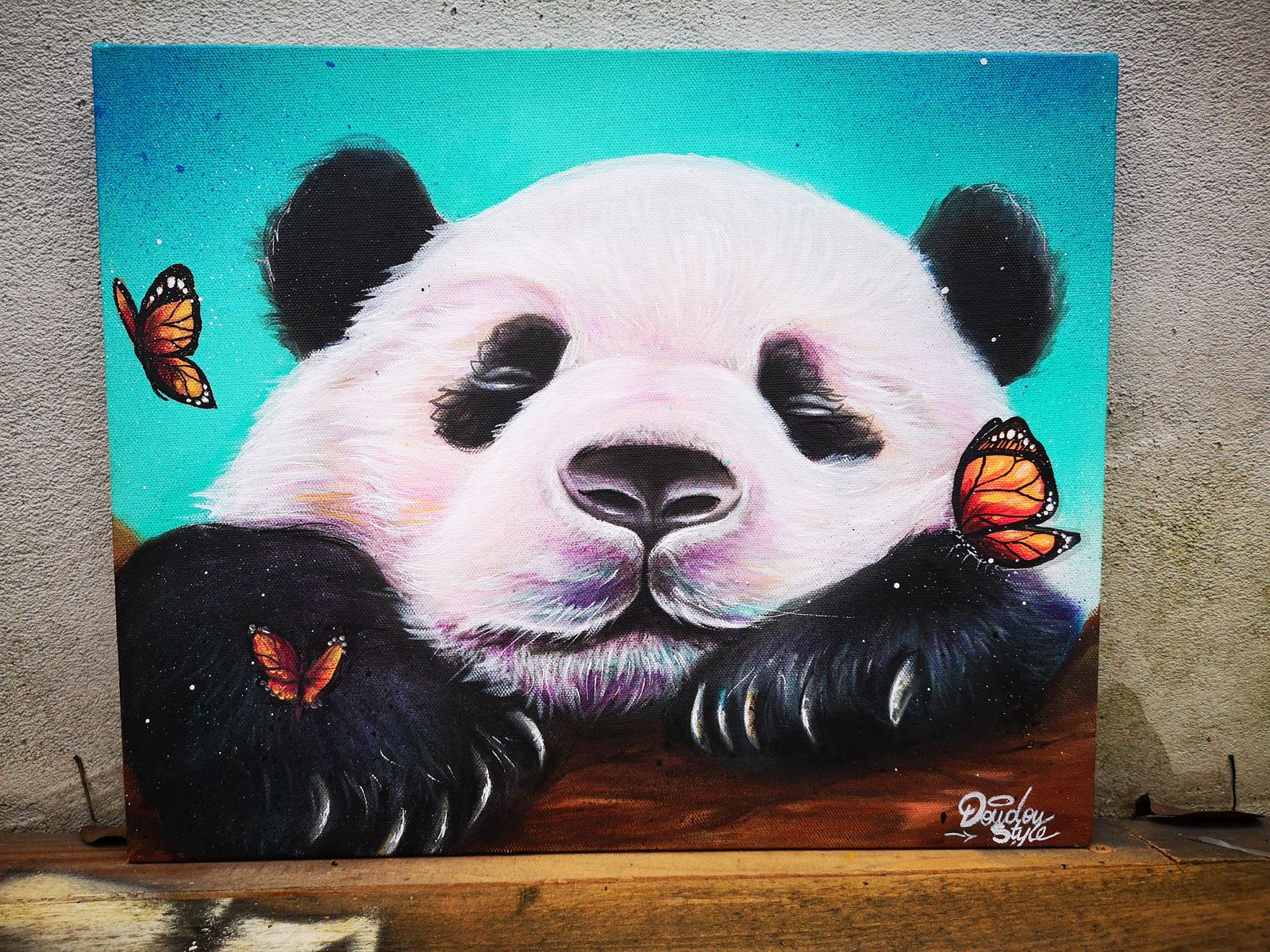 Toile Panda 30× — pièce originale signée numérotée